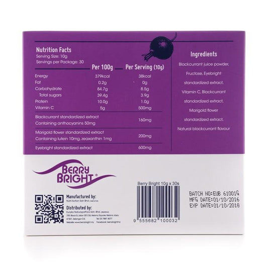 BerryBright<sup>®</sup> Eye Nourishing Drink 30s <small>10g x 30s</small> - Euryka Naturopathics
